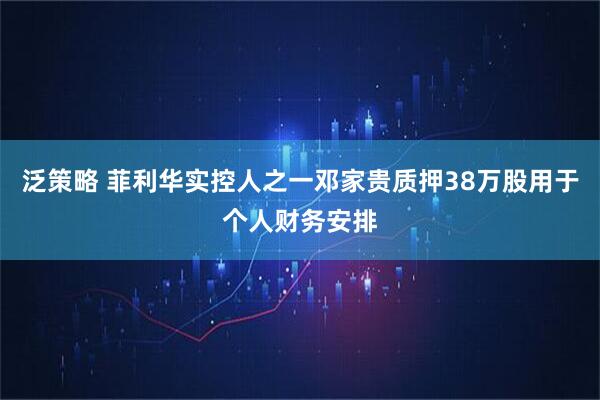 泛策略 菲利华实控人之一邓家贵质押38万股用于个人财务安排