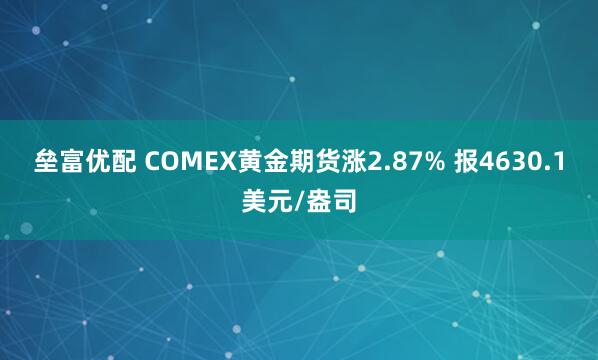 垒富优配 COMEX黄金期货涨2.87% 报4630.1美元/盎司
