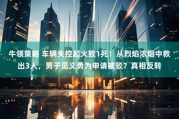 牛领策略 车辆失控起火致1死！从烈焰浓烟中救出3人，男子见义勇为申请被驳？真相反转