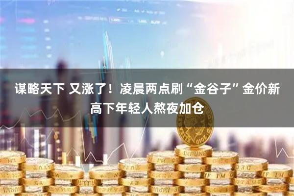 谋略天下 又涨了！凌晨两点刷“金谷子”金价新高下年轻人熬夜加仓